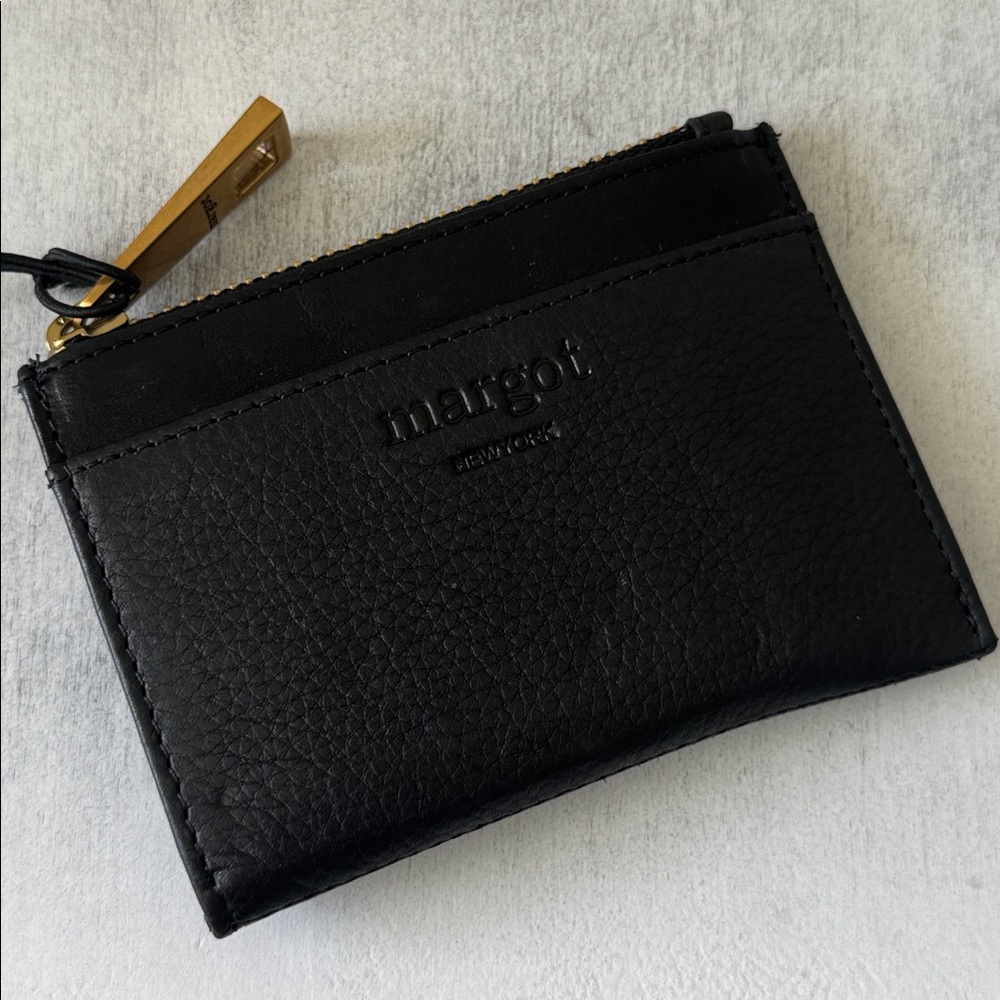 Margot New York Emmy Black Leather Card Holder Wallet